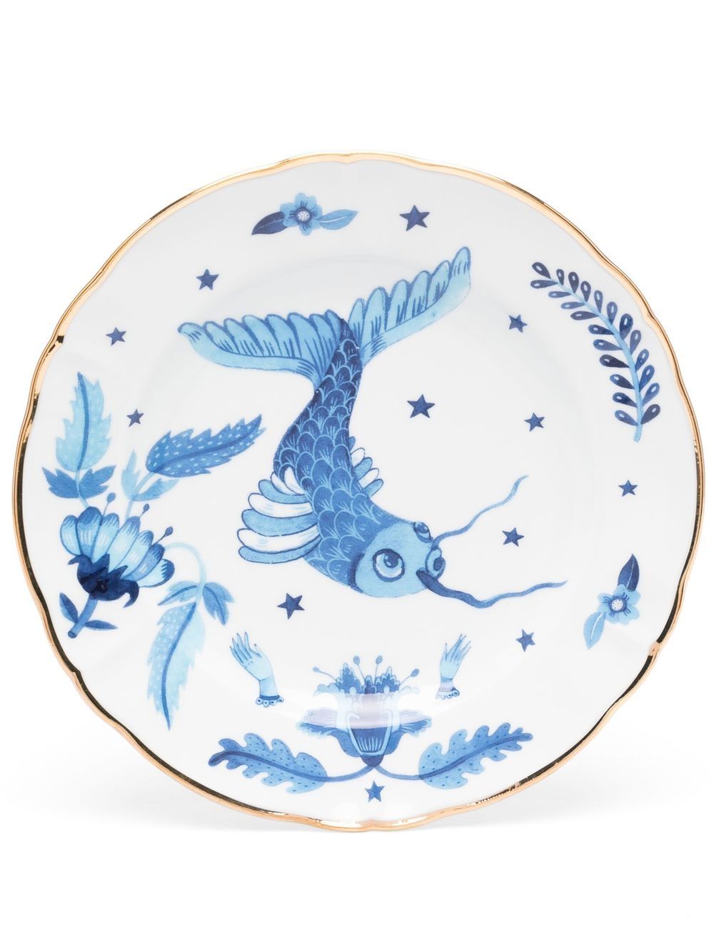 Bitossi Home 小鱼印花餐盘（20.5厘米） - 白色