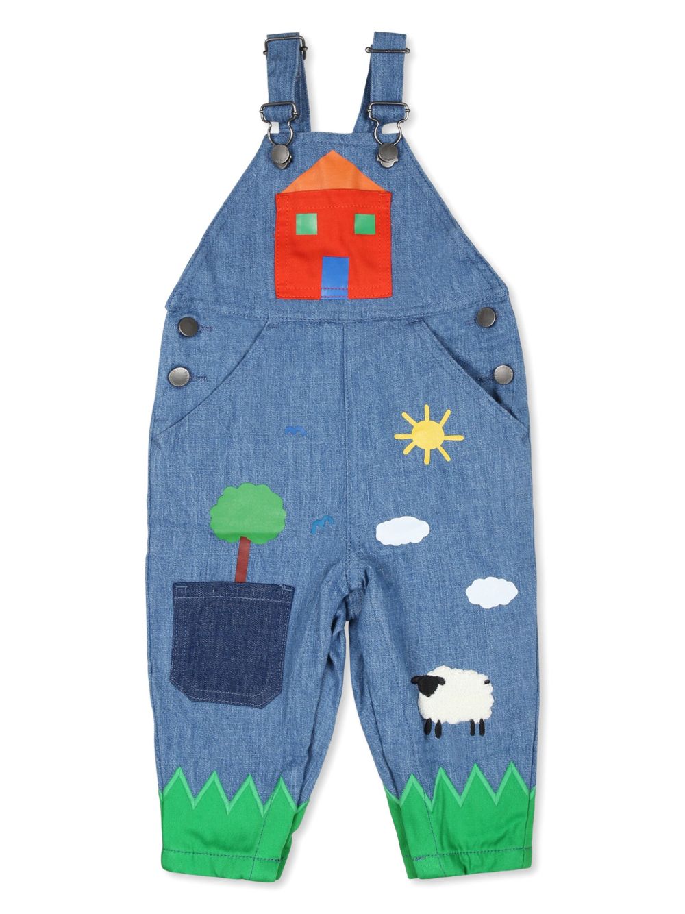 Stella McCartney Kids House 图案背带裤 - 蓝色