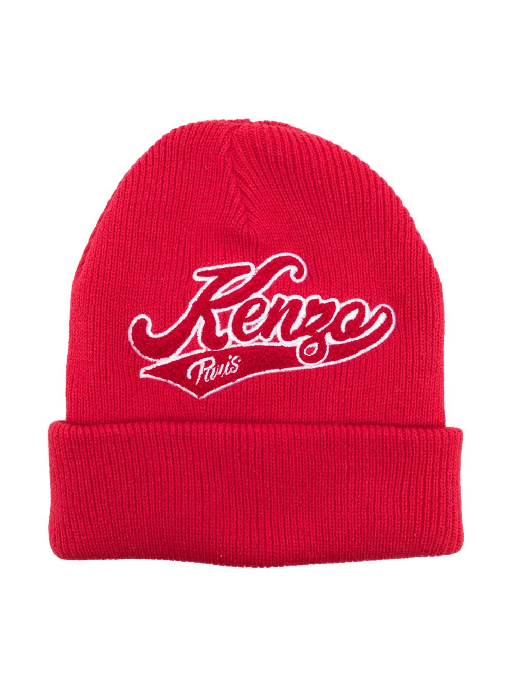 Kenzo Kids 标贴罗纹针织套头帽 - 红色