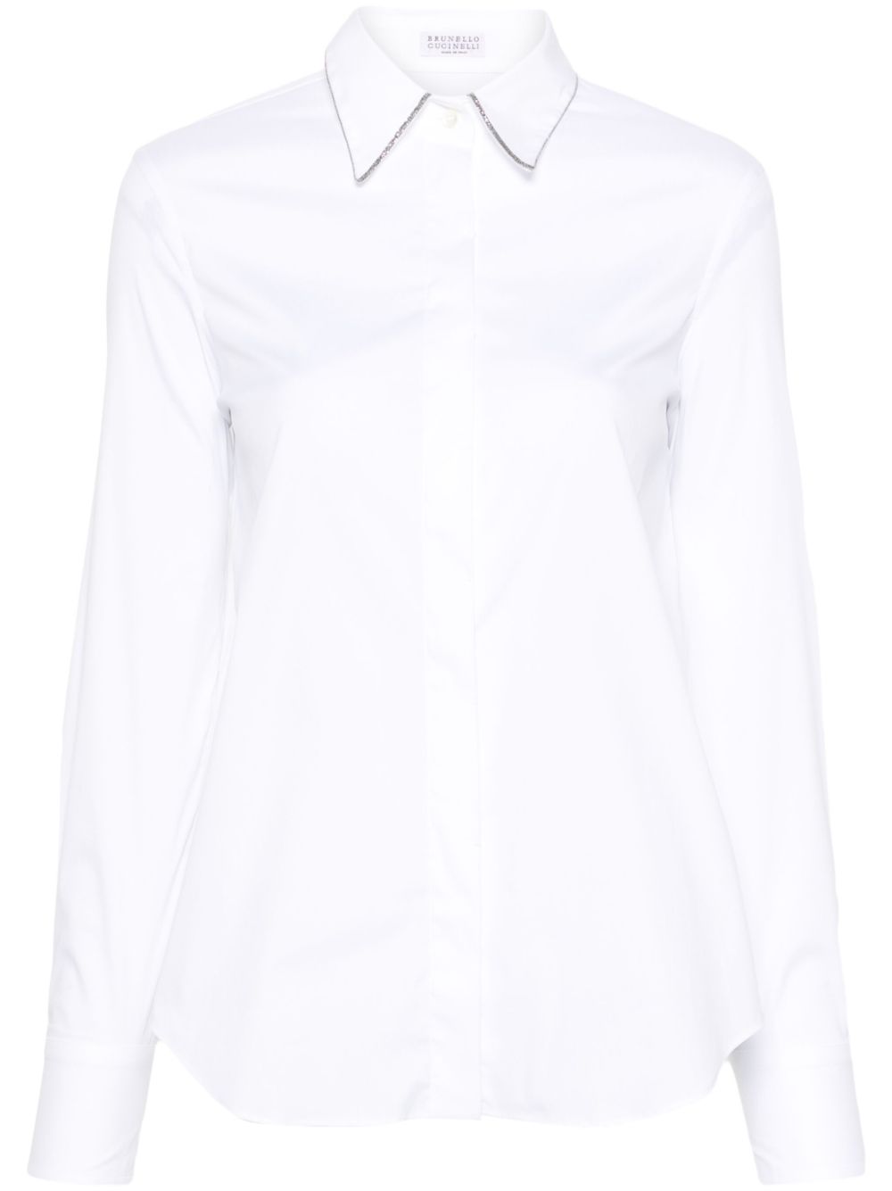 Brunello Cucinelli Monili 链式府绸衬衫 - 白色