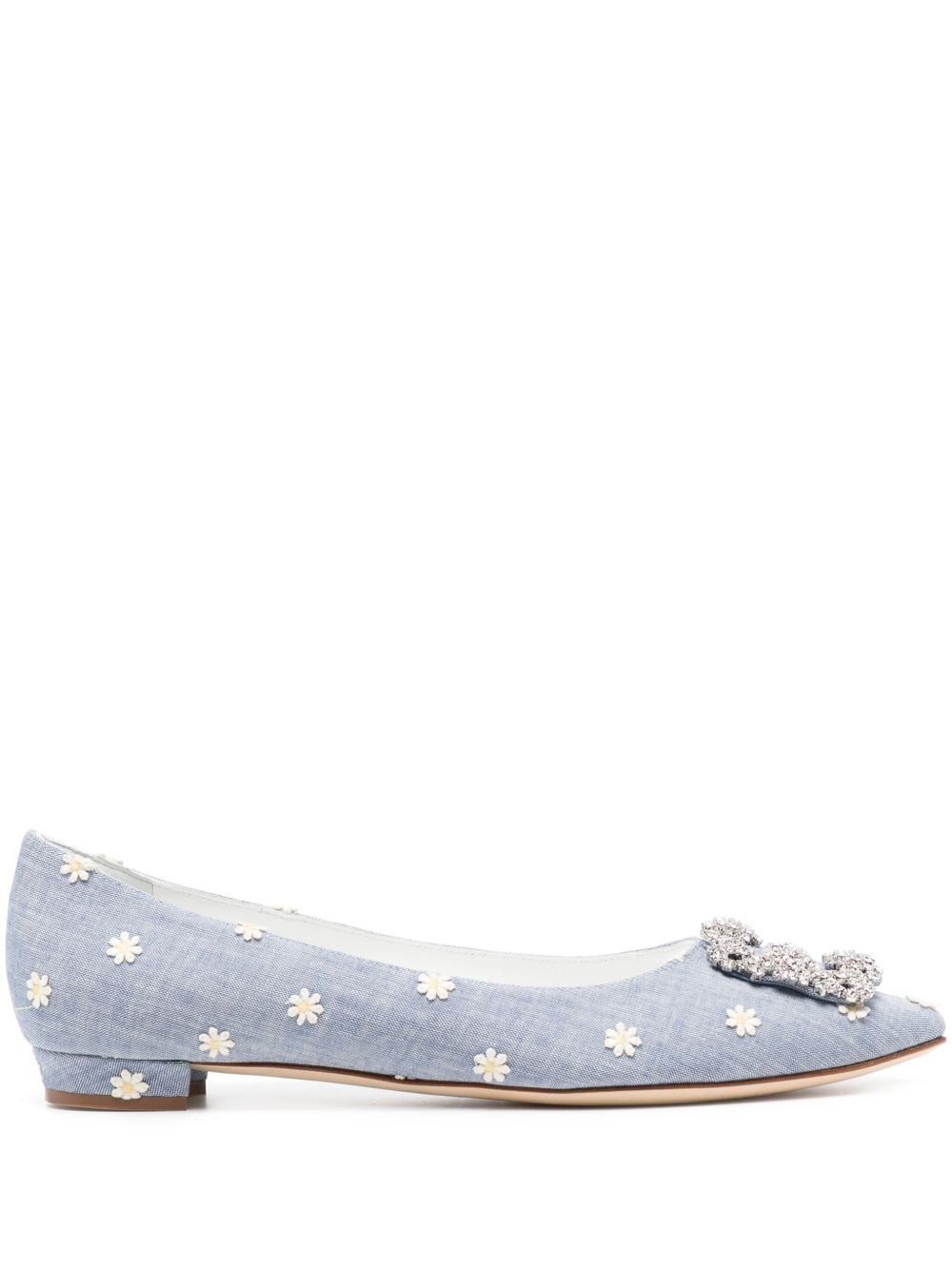 Manolo Blahnik Hangisi Daisy 芭蕾平底鞋 - 蓝色