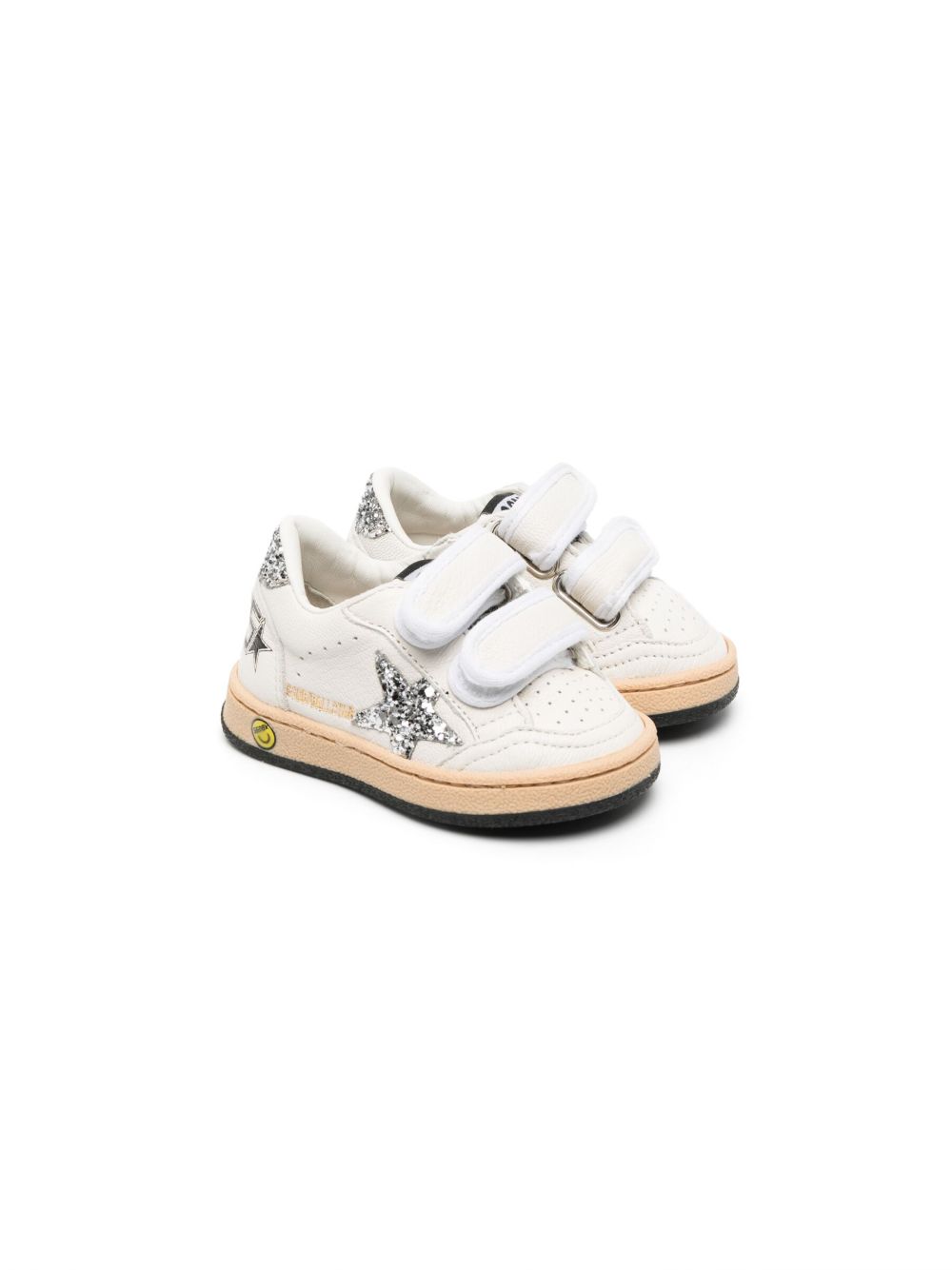 Golden Goose Kids 亮片金葱细节魔术贴运动鞋 - 白色