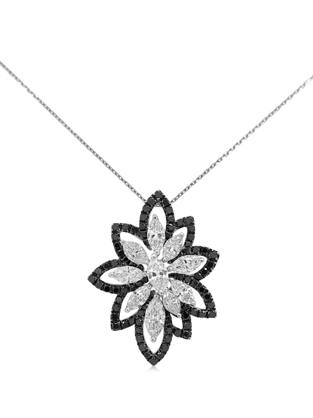 HYT Jewelry 铂金钻石吊坠项链 - 黑色