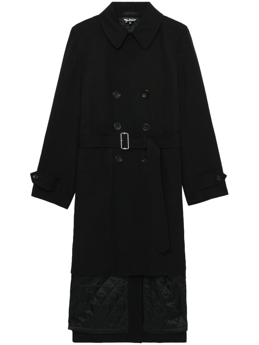 Black Comme Des Garçons 双排扣分层式羊毛外套 - 黑色