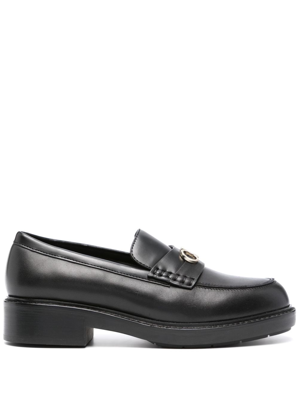 Calvin Klein Sole 皮质低跟乐福鞋 - 黑色