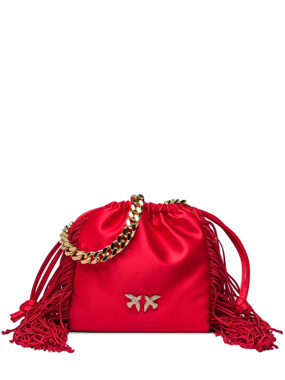 PINKO Atalanta logo刺绣手拿包 - 红色