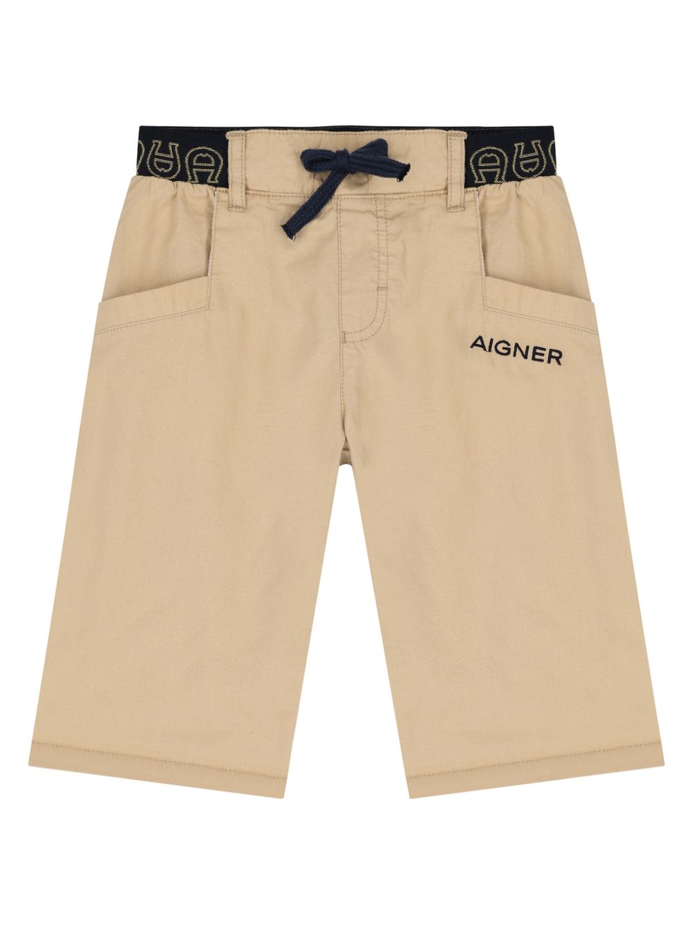 Aigner Kids logo裤腰棉短裤 - 中性色