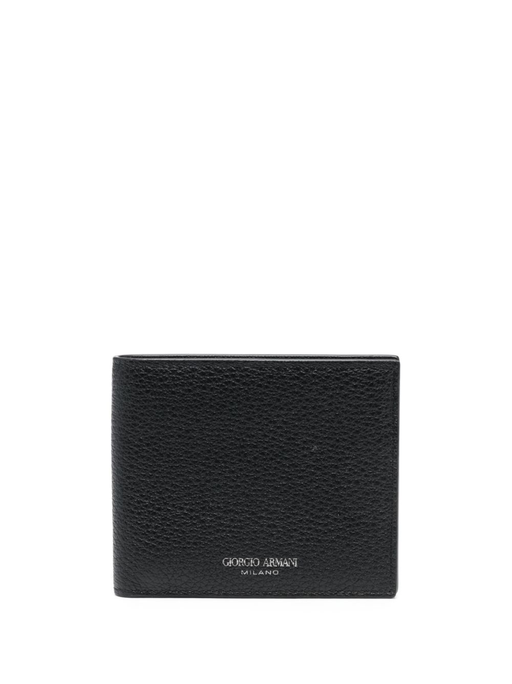 Giorgio Armani 粒面纹理皮质钱包 - 黑色