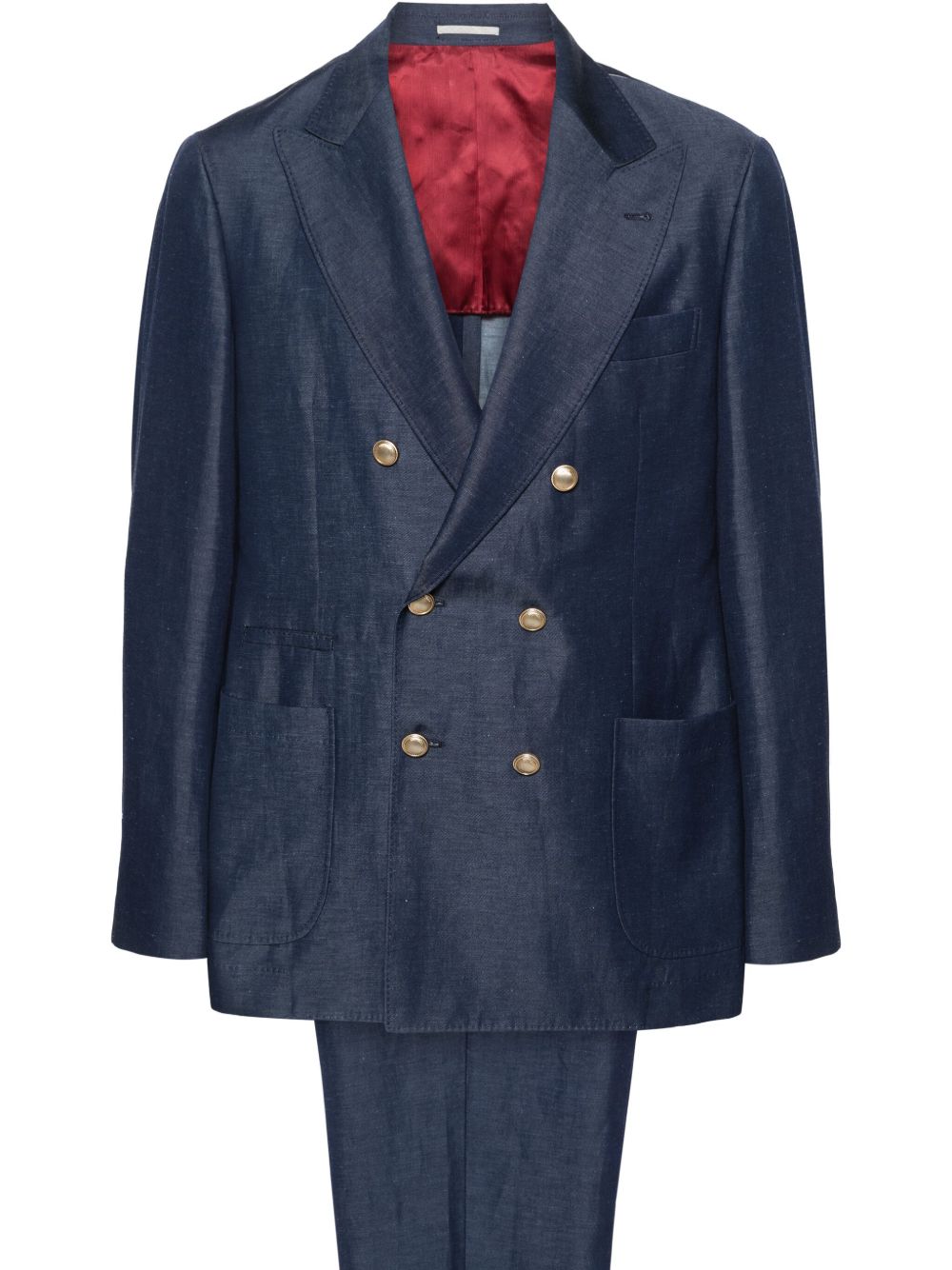 Brunello Cucinelli 双排扣西装套装 - 蓝色