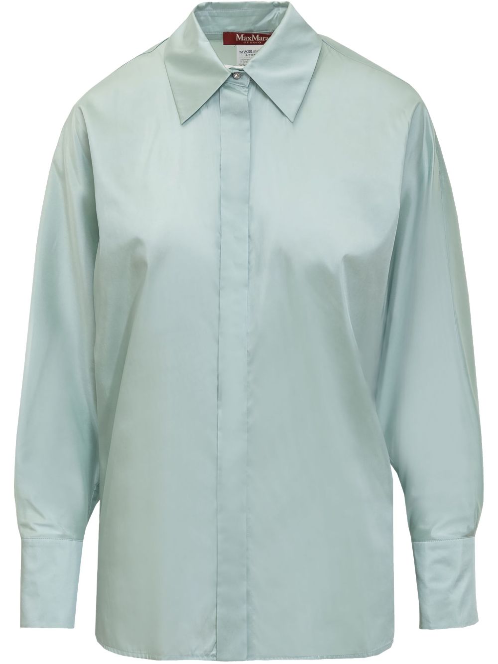 Max Mara 金属感光泽长袖衬衫 - 蓝色