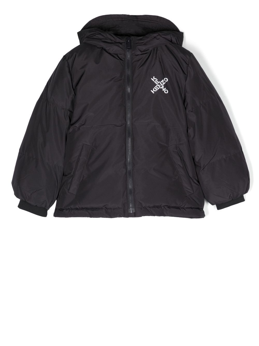 Kenzo Kids 交叉logo填充夹克 - 黑色
