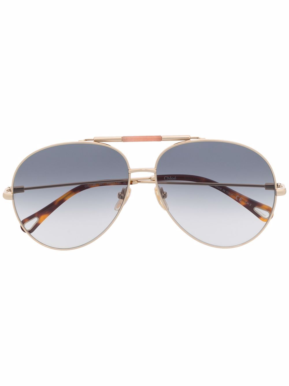 Chloé Eyewear 渐色飞行员镜框太阳眼镜 - 金色