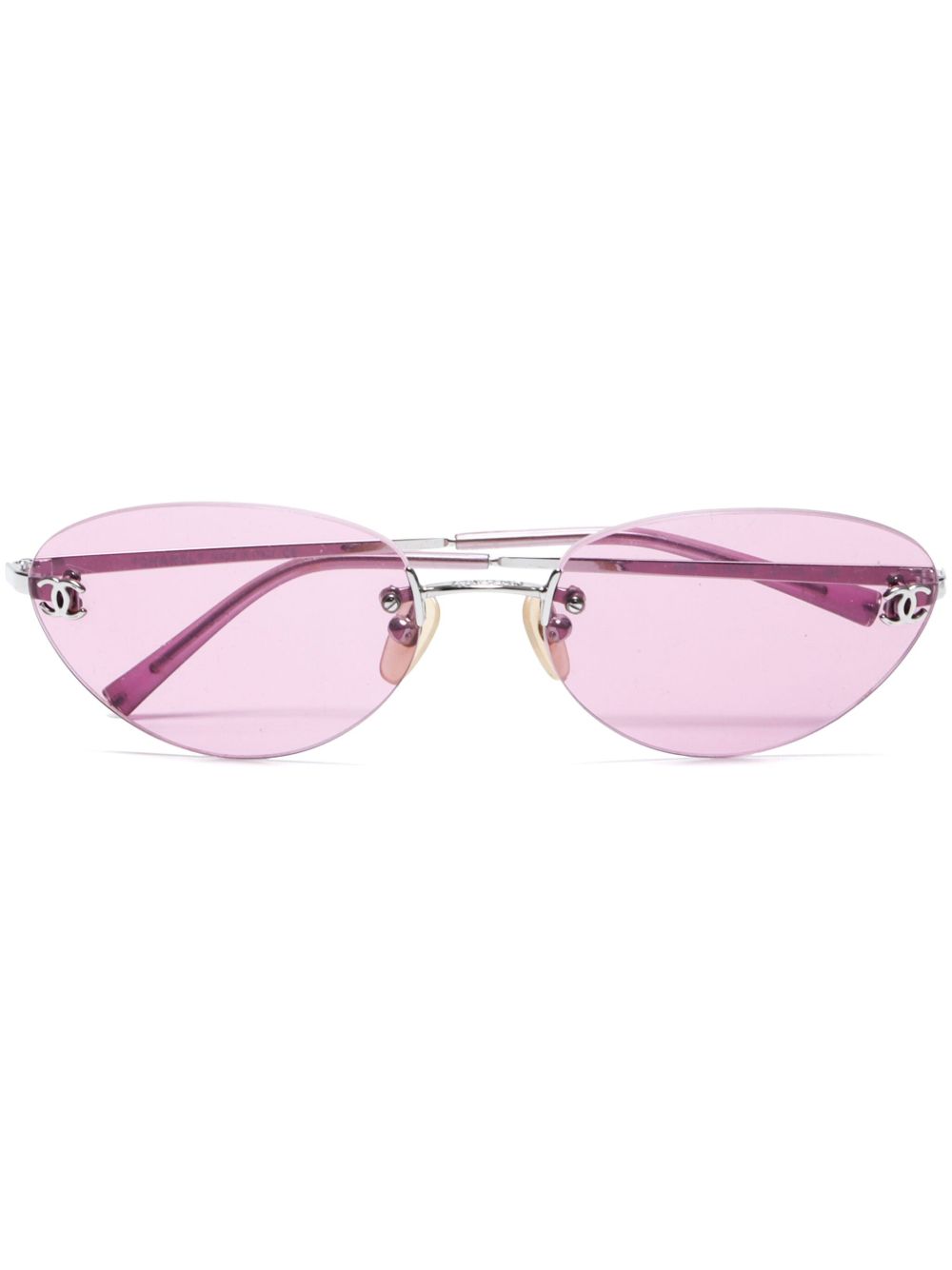 CHANEL Pre-Owned 猫眼镜框太阳眼镜（1990-2000年代典藏款） - 银色