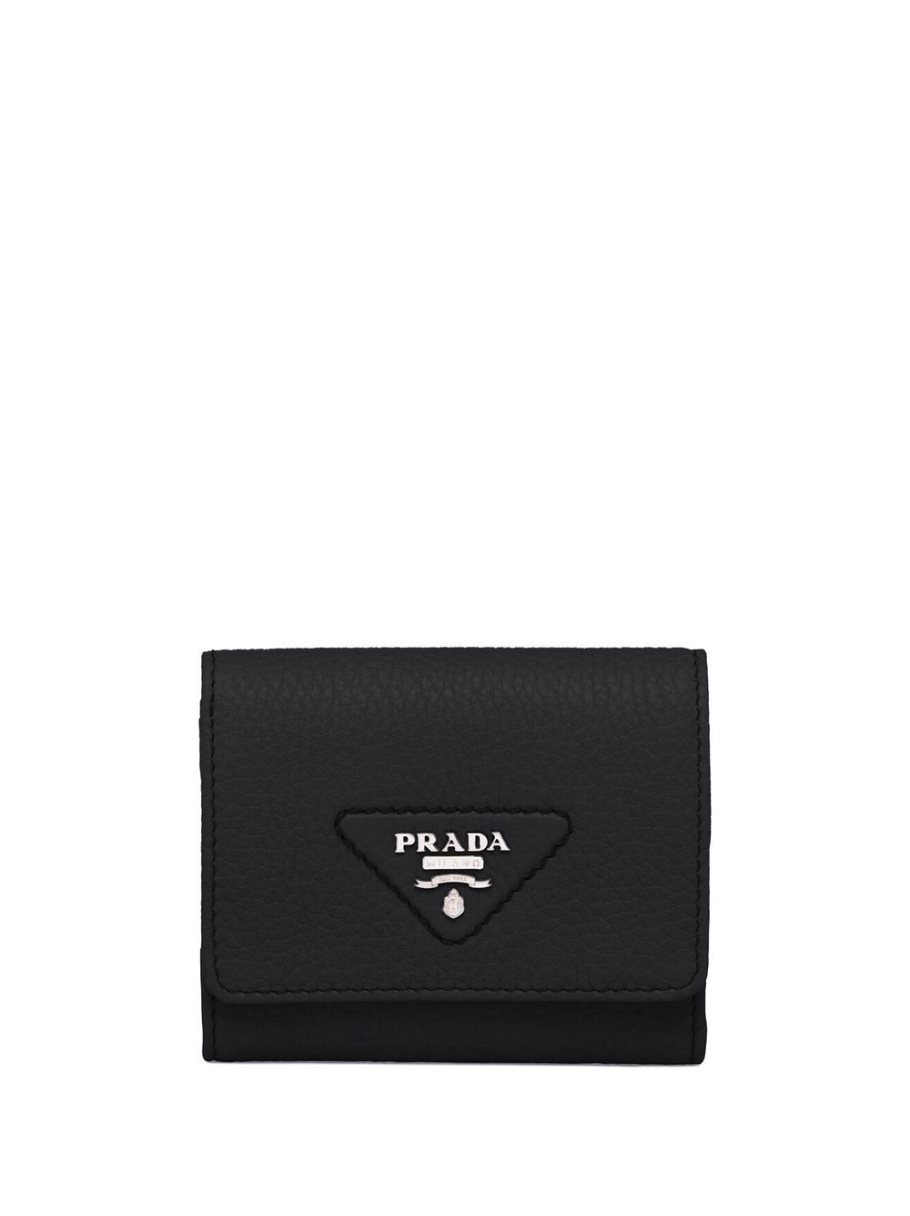Prada logo字样皮质钱包 - 黑色