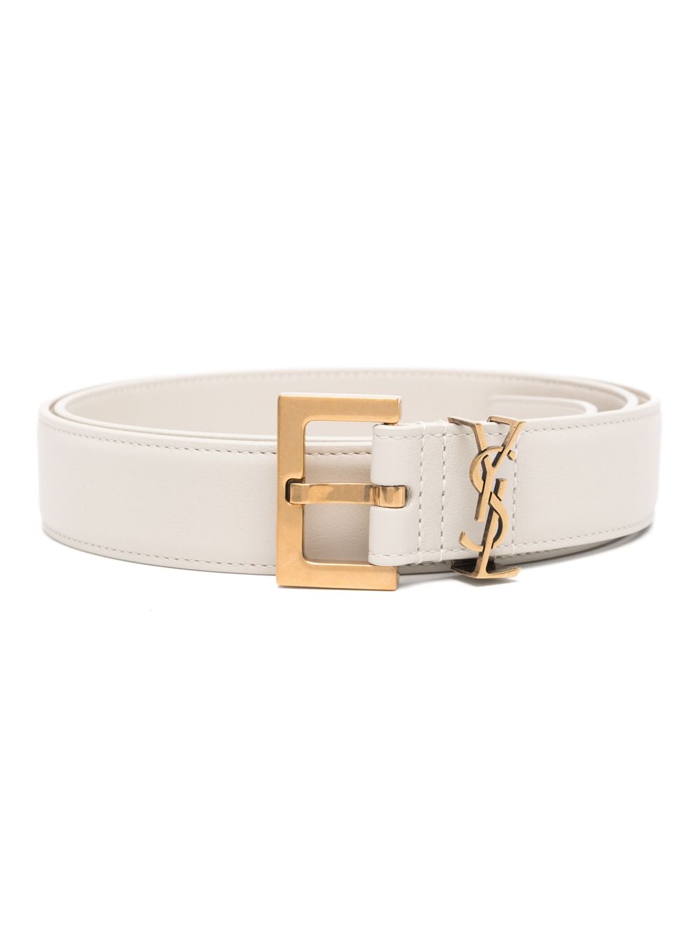 Saint Laurent Cassandre 皮质腰带 - 中性色