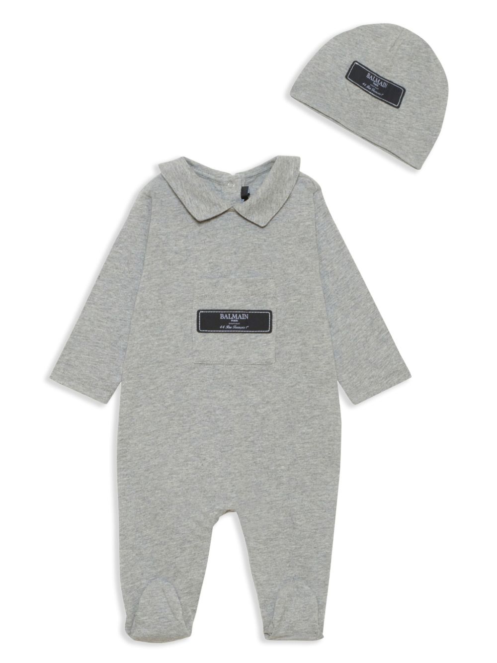 Balmain Kids logo吊牌棉睡衣套装 - 灰色