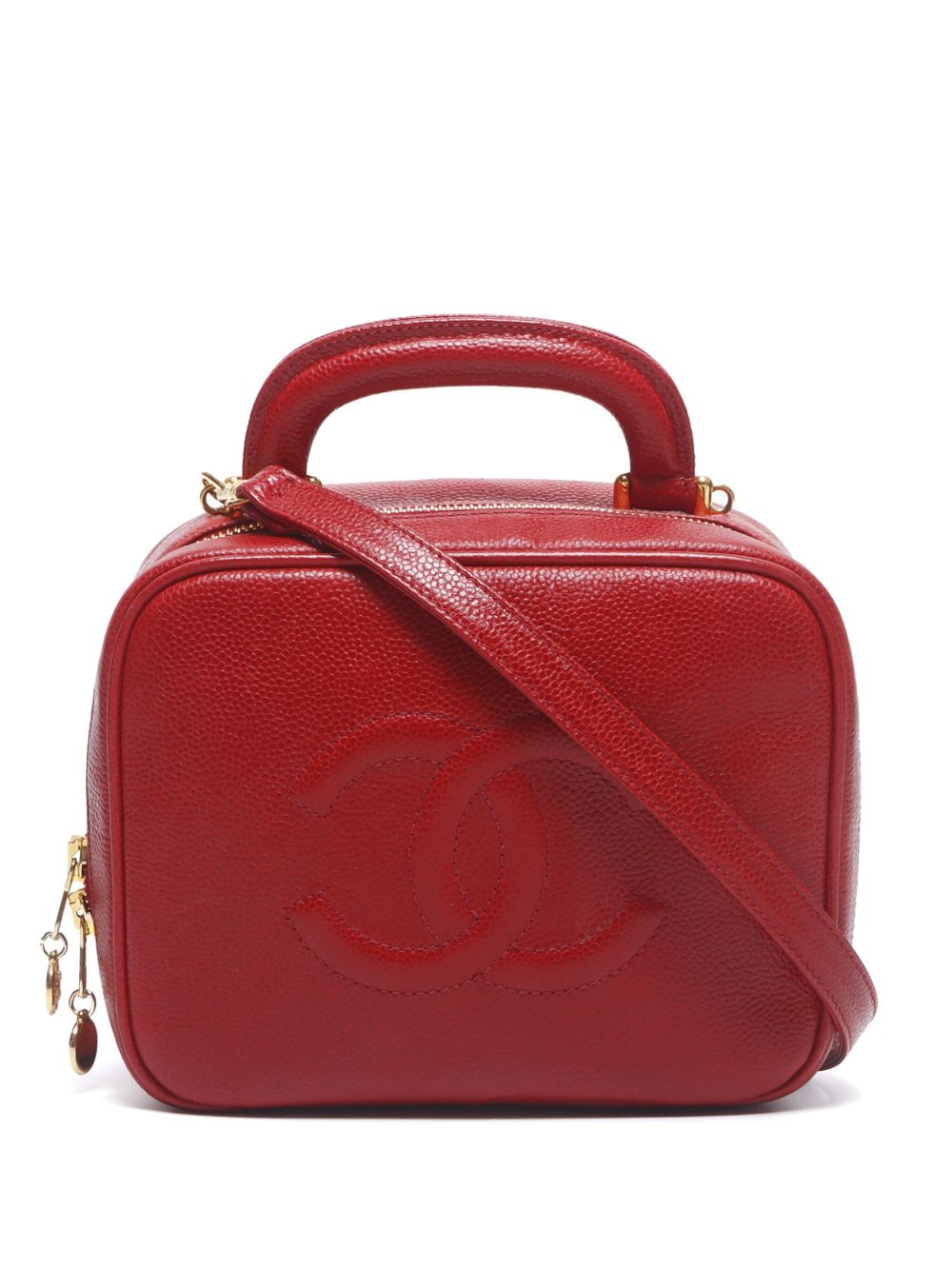 CHANEL Pre-Owned CC Vanity 缝线两用手提包（1994-2000年典藏款） - 红色