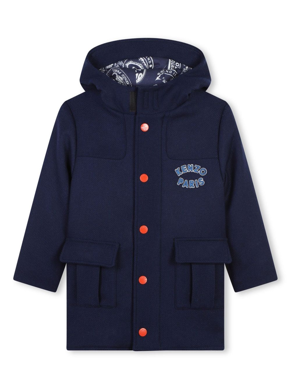 Kenzo Kids logo贴花连帽外套 - 蓝色