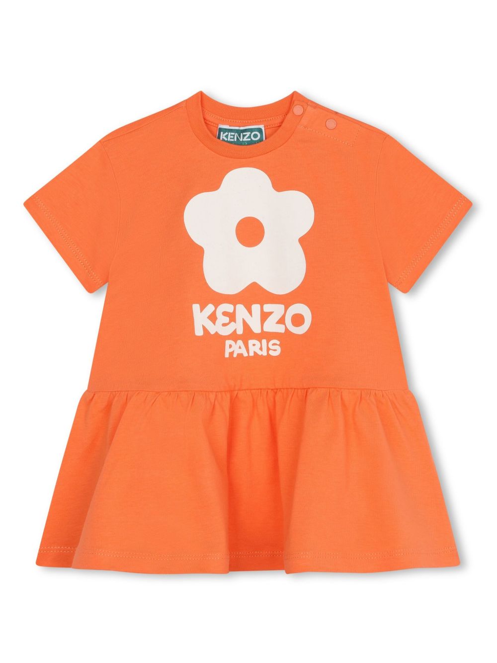 Kenzo Kids logo标牌伞形迷你连衣裙 - 橘色