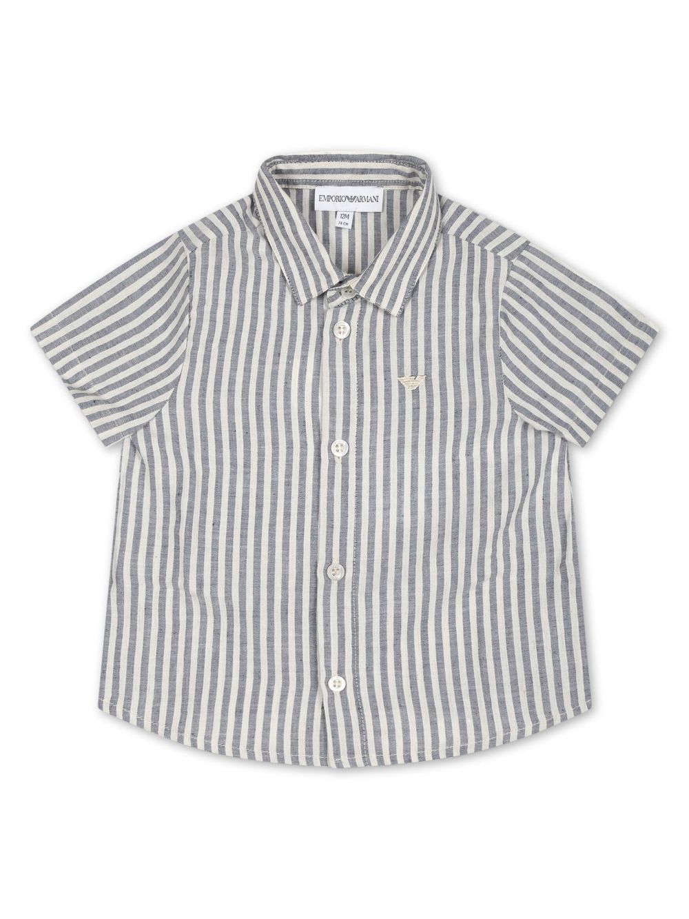 Emporio Armani Kids 条纹短袖衬衫 - 灰色