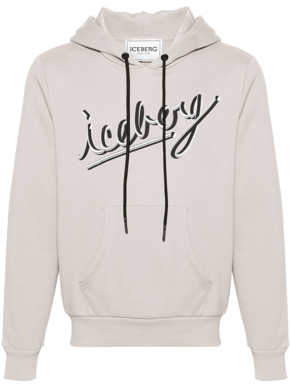Iceberg logo印花连帽衫 - 灰色