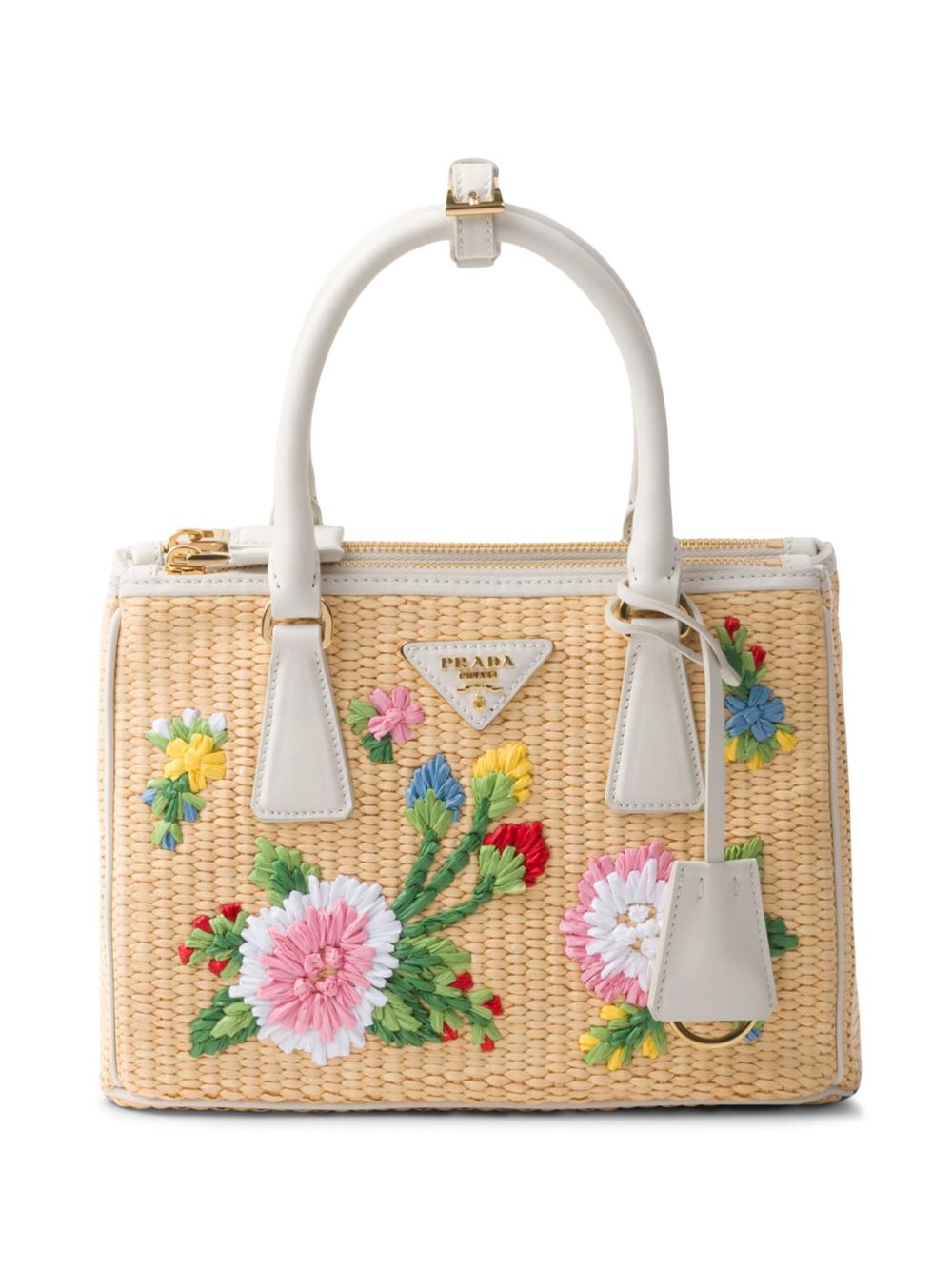 Prada Galleria Saffiano 钩编针织小号手提包 - 中性色