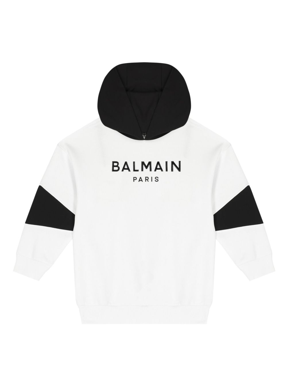 Balmain Kids logo印花棉连帽衫 - 白色