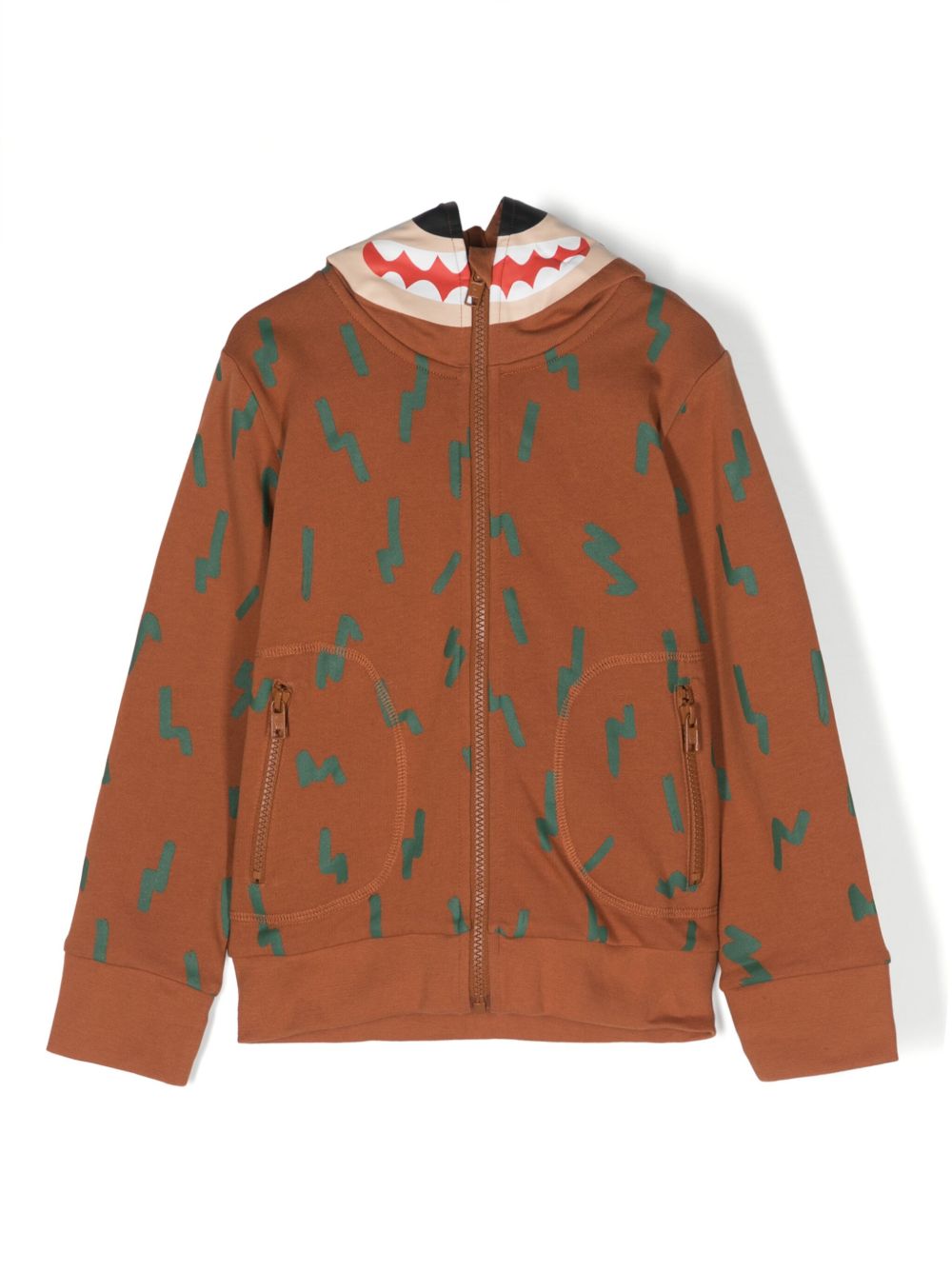 Stella McCartney Kids Grizzly Bear 拉链连帽衫 - 褐色