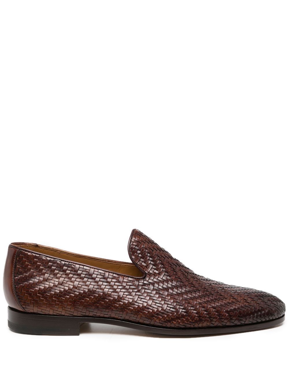 Magnanni 编织皮质乐福鞋 - 褐色