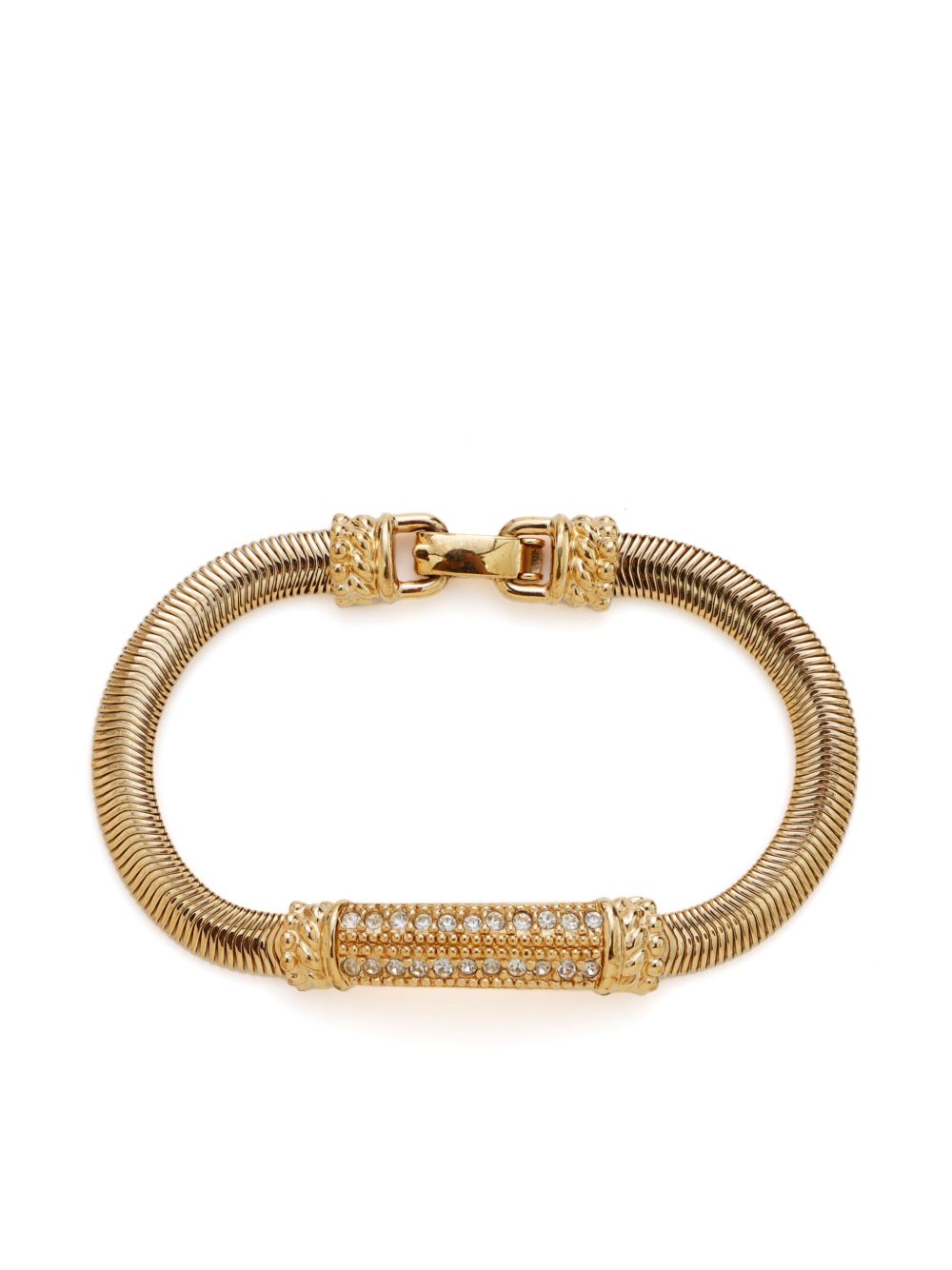 Christian Dior Pre-Owned 水钻缀饰蛇纹链式手链（典藏款） - 金色