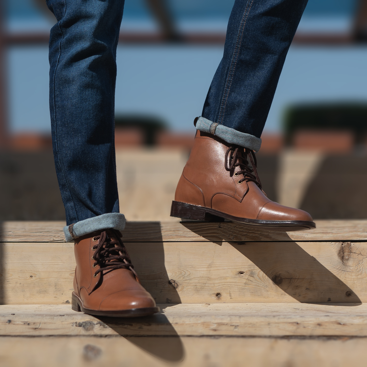 Knight Derby Tan Leather Boots