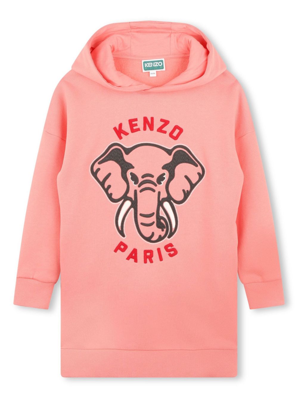 Kenzo Kids Elephant 印花连帽连衣裙 - 粉色