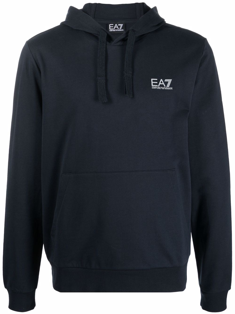 Ea7 Emporio Armani logo印花连帽衫 - 蓝色