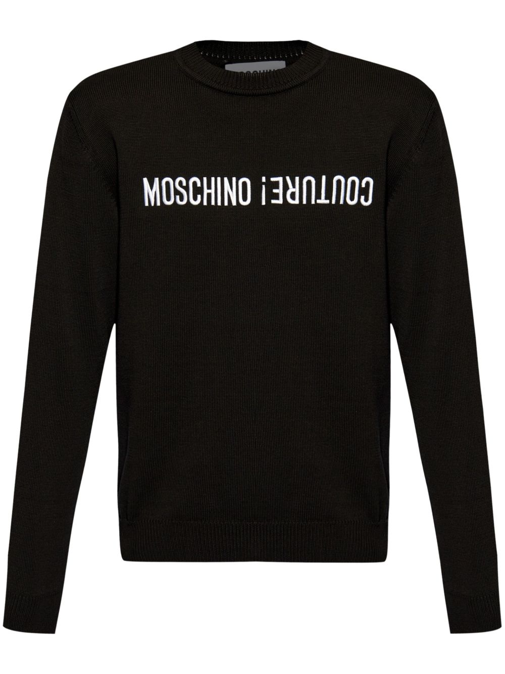 Moschino logo刺绣棉卫衣 - 黑色