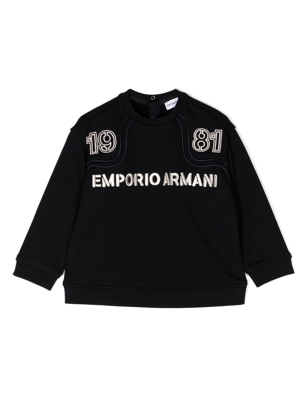 Emporio Armani Kids logo刺绣棉毛衣 - 蓝色