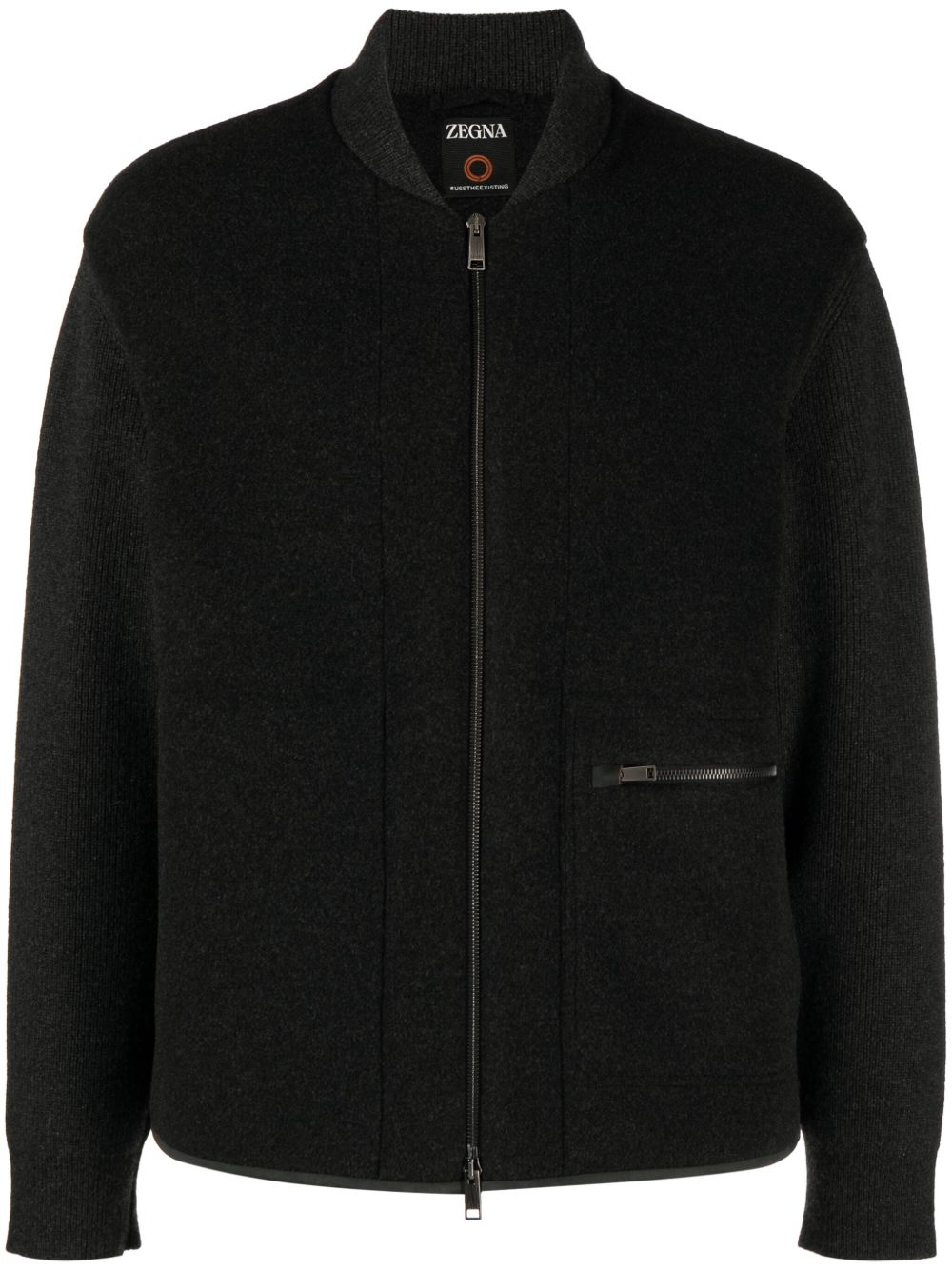 Zegna 拉链羊毛飞行员夹克 - 灰色