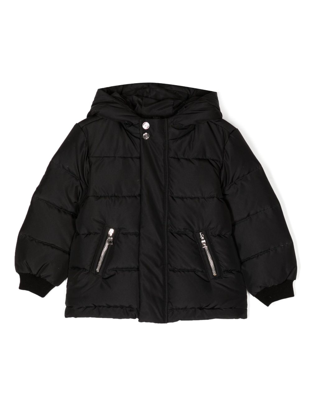 Balmain Kids logo印花绗缝填充夹克 - 黑色