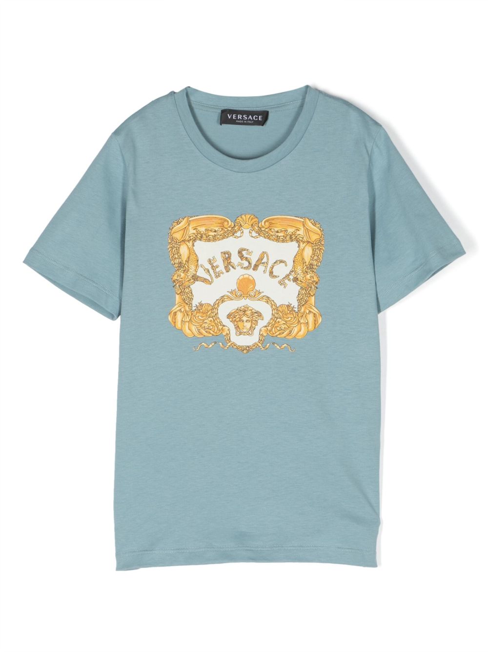 Versace Kids Seashell Baroque 棉T恤 - 蓝色