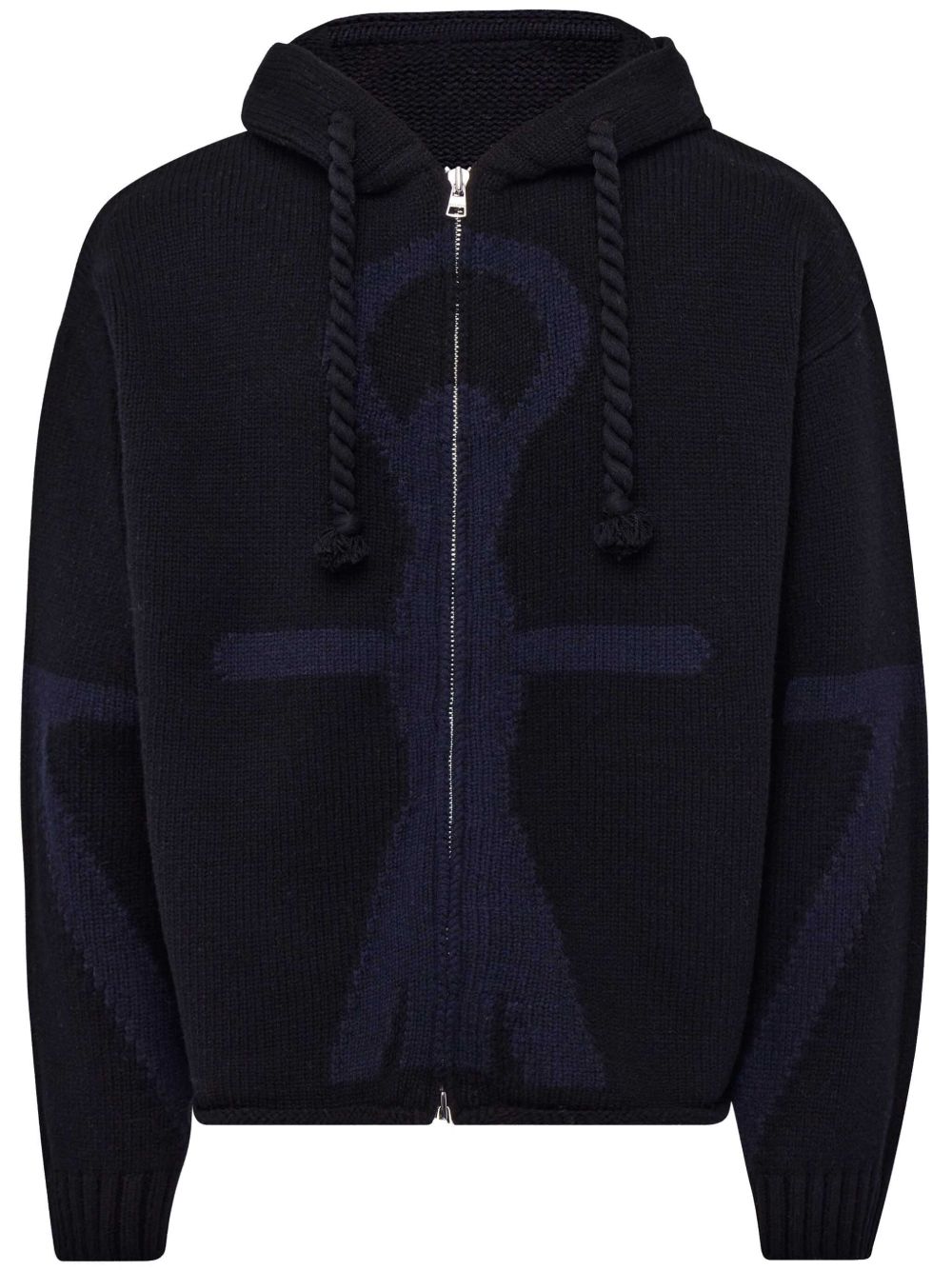 JW Anderson Anchor logo拉链连帽衫 - 黑色