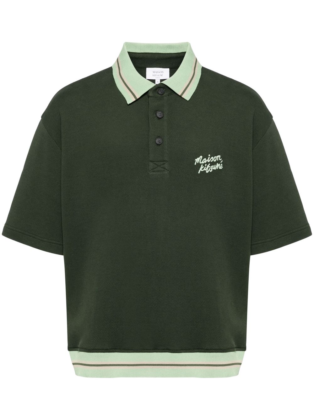Maison Kitsuné logo刺绣polo衫 - 绿色