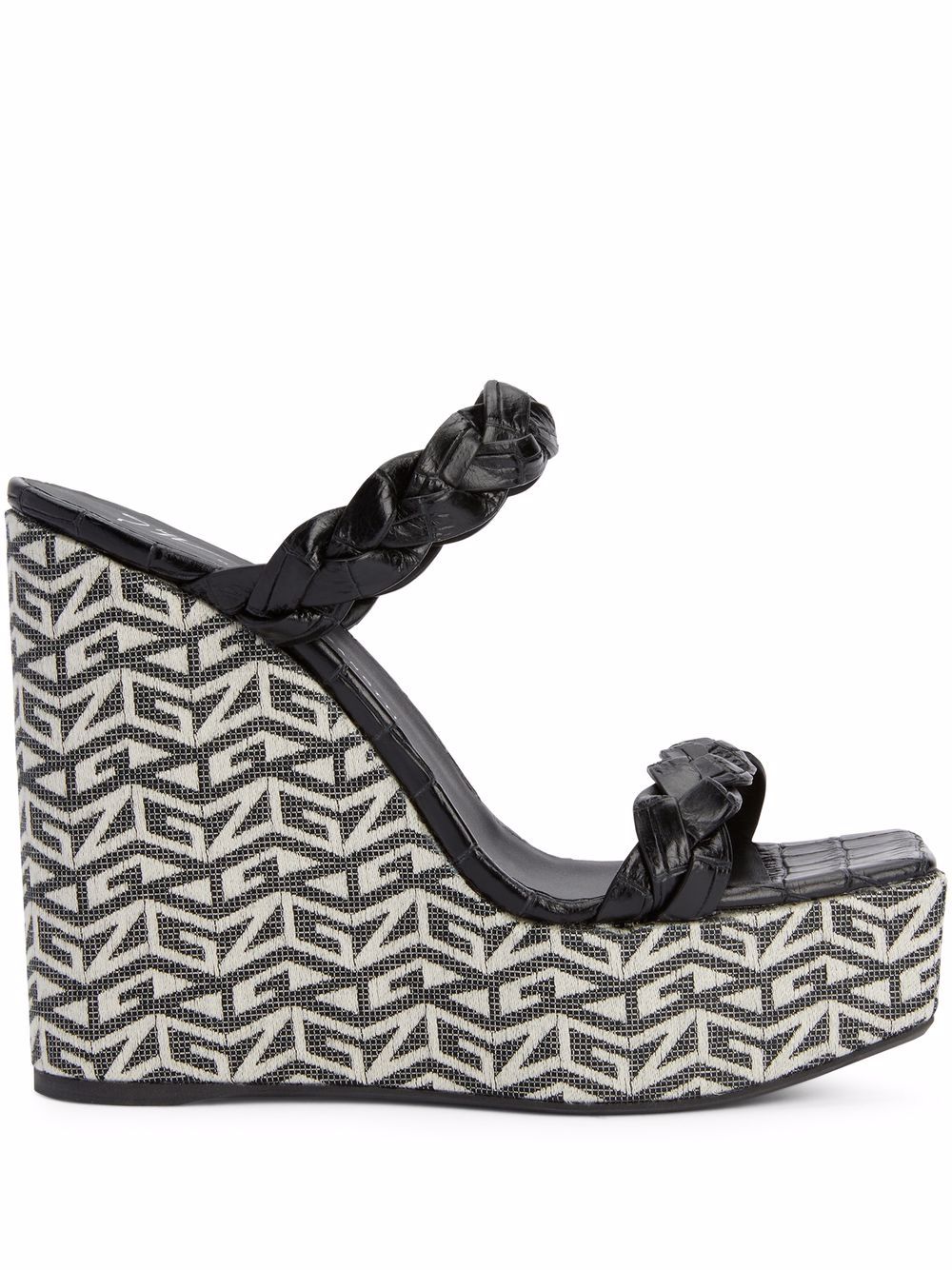 Giuseppe Zanotti Eudenia 经典logo坡跟凉鞋 - 黑色