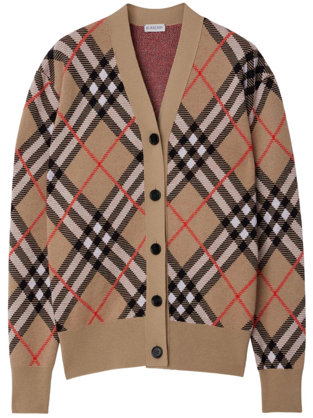 Burberry 格纹羊毛混纺开衫 - 褐色