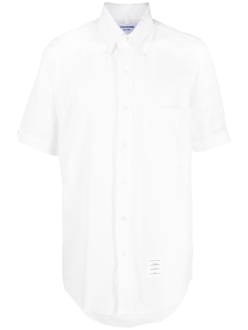 Thom Browne 四条纹短袖衬衫 - 白色