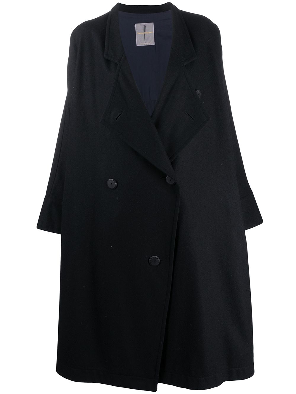 Issey Miyake Pre-Owned A字形双排扣大衣 - 黑色