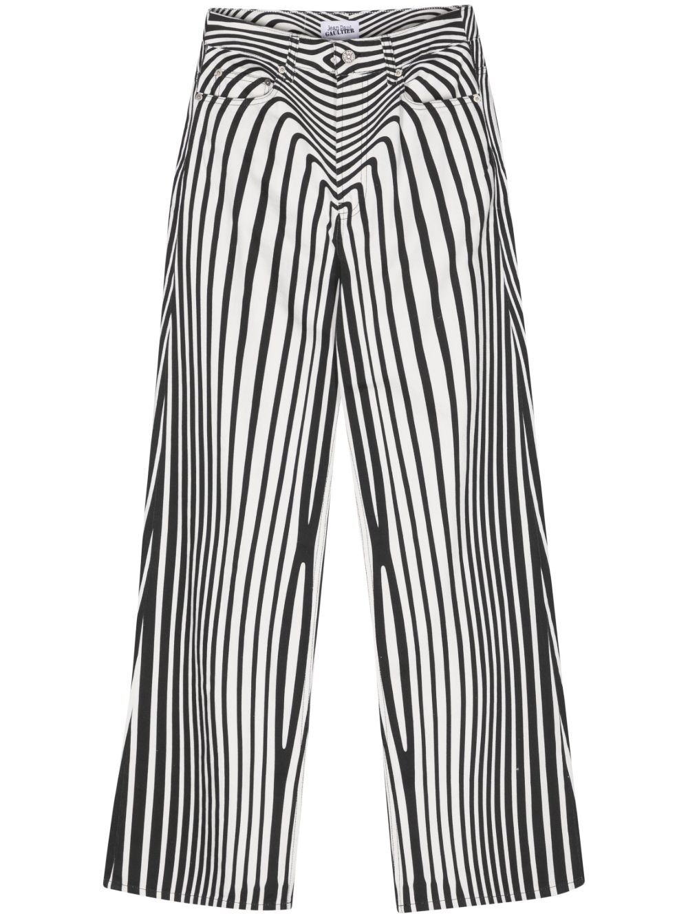 Jean Paul Gaultier Morphing Digital 印花阔腿牛仔裤 - 白色
