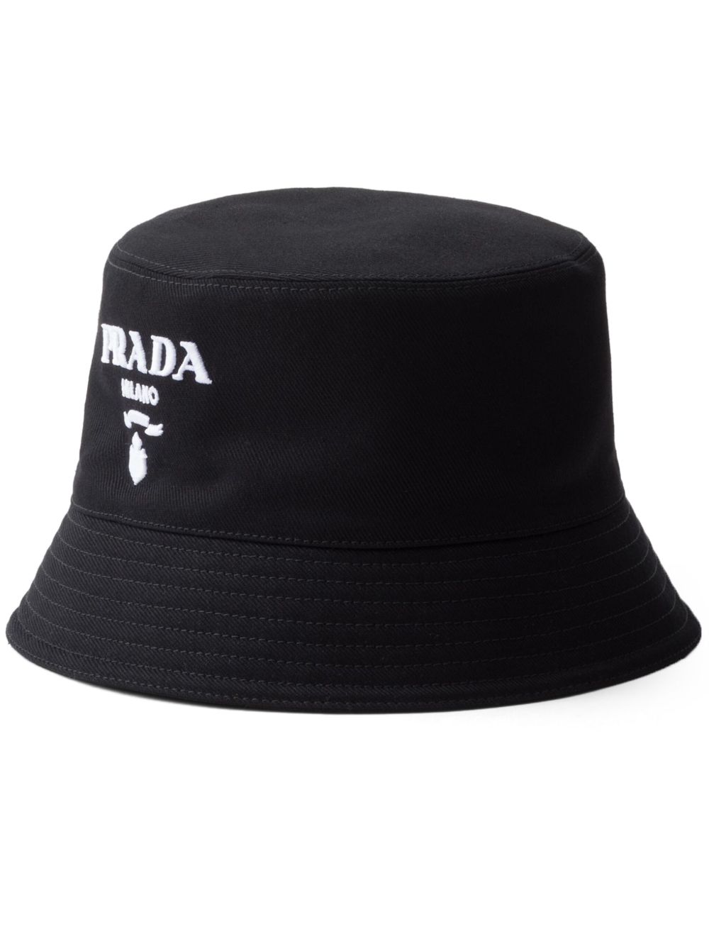 Prada Drill logo刺绣渔夫帽 - 黑色