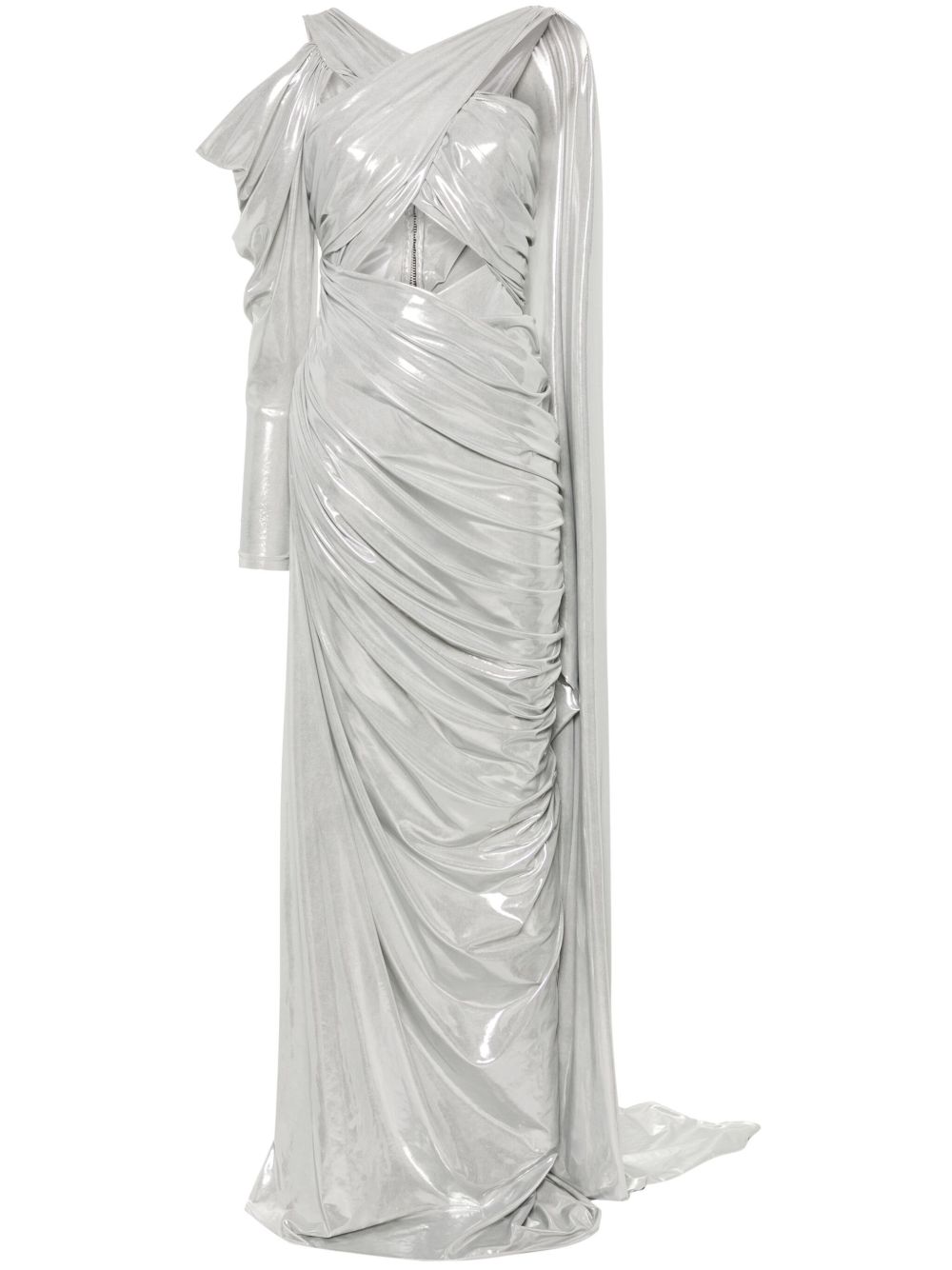 MITILIANE COUTURE 金属感超长款连衣裙 - 银色
