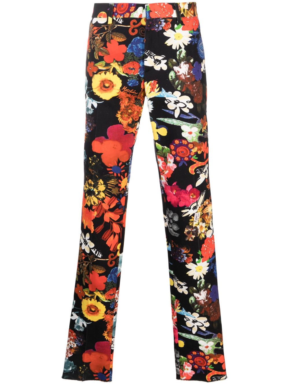 Moschino 花卉印花锥形裤 - 黑色