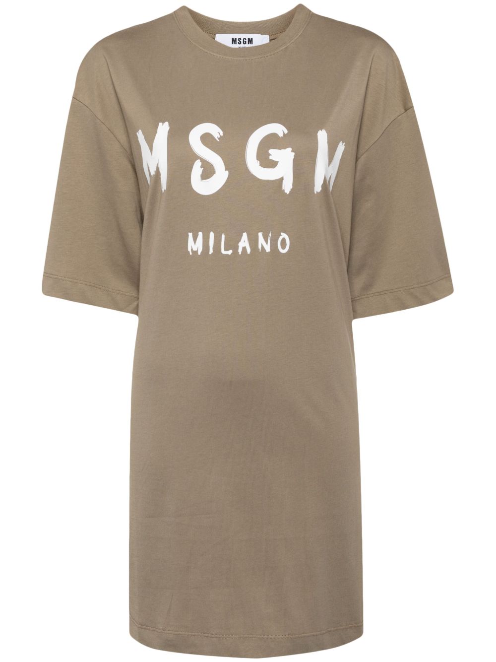 MSGM logo印花迷你连衣裙 - 绿色