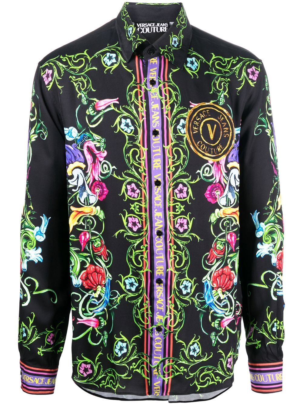 Versace Jeans Couture logo图案印花衬衫 - 黑色